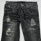 Distressed Lace Denim back view — Oryn Laeth
