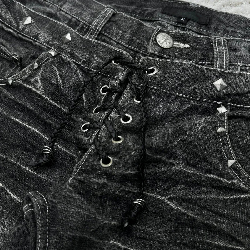 Distressed Lace Denim lace detail — Oryn Laeth