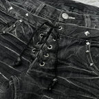 Distressed Lace Denim lace detail — Oryn Laeth