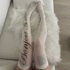 Script Thigh Socks — Oryn Laeth | Thigh-high socks with script graphic