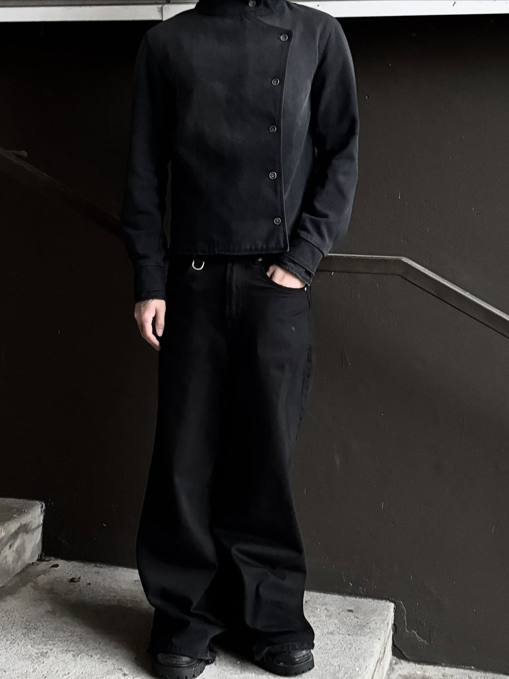 Structured Arc Jacket shoulder detail — Oryn Laeth